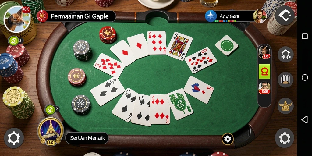 Tampilan gameplay seru dari 66K dengan kartu Gaple yang menarik.