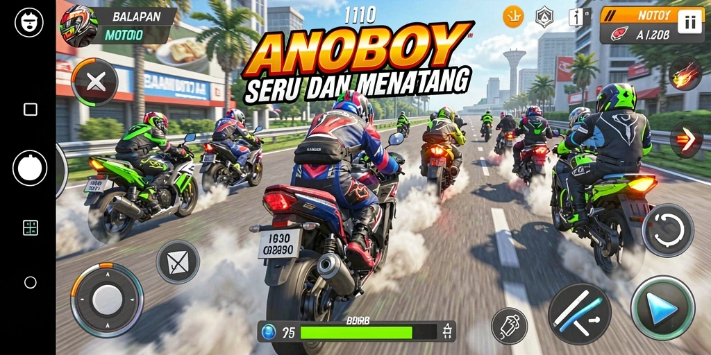 Tampilan gameplay ANOBOY yang menantang dan seru.