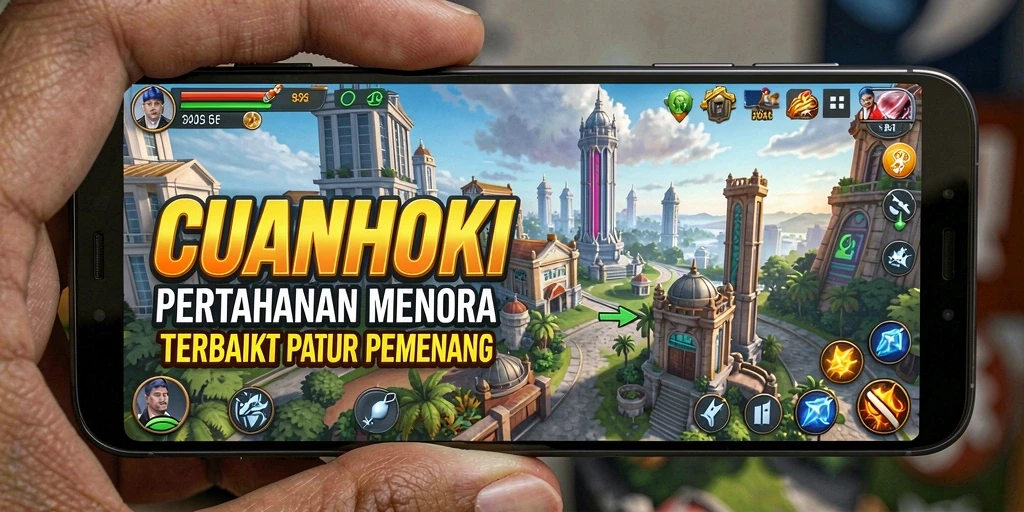 Tampilan menarik dari gameplay Tower Defense CUANHOKI yang mendebarkan.