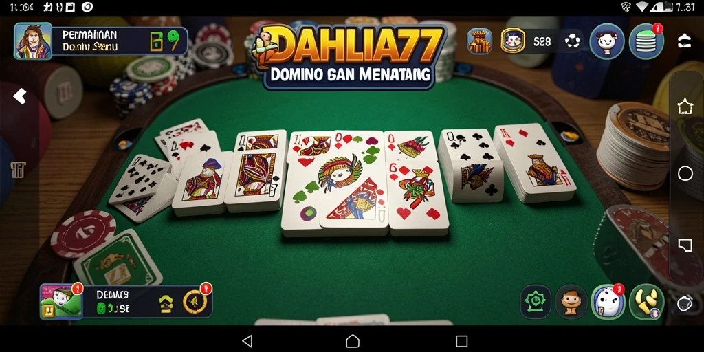 Tampilan gameplay seru dari permainan Domino DAHLIA77.
