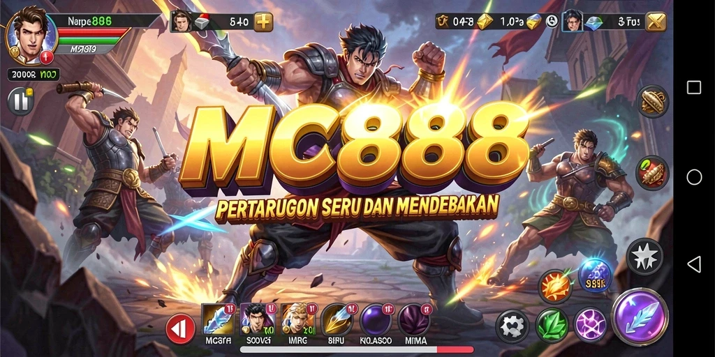 Screenshot MC888 menampilkan aksi pertarungan mendebarkan antar karakter.