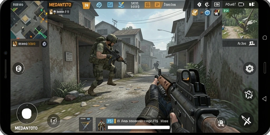 Tampilan gameplay seru di MEDANTOTO dengan aksi FPS yang intens.