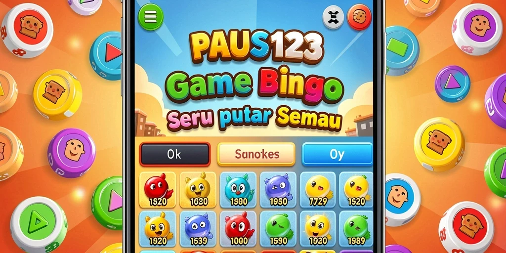 Tampilan gameplay seru di PAUS123 dengan kartu Bingo yang berwarna-warni.