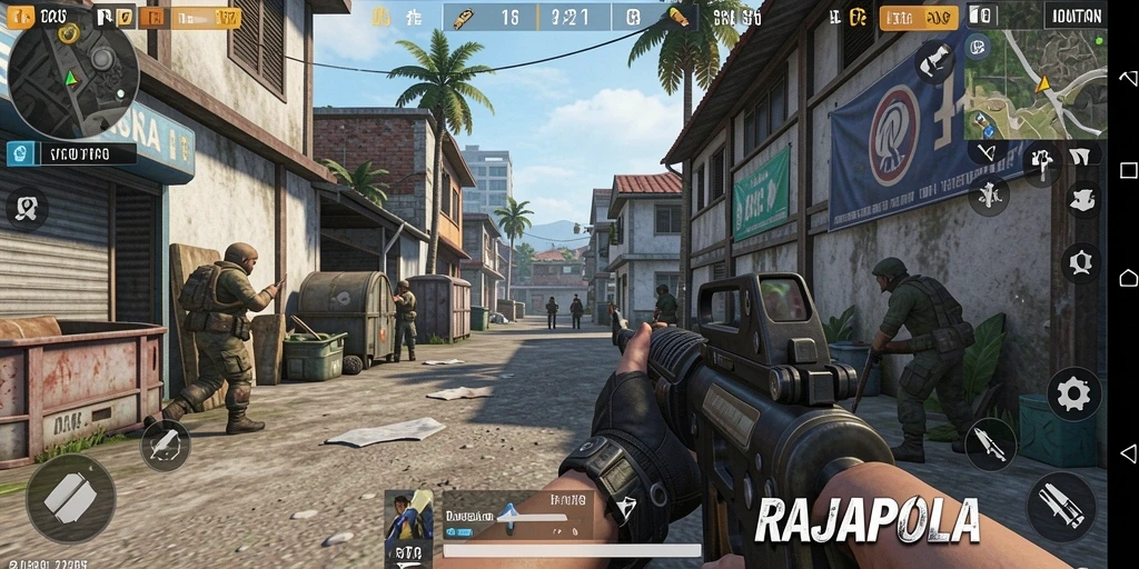 Tangkapan layar menunjukkan aksi seru dalam gameplay RAJAPOLA.