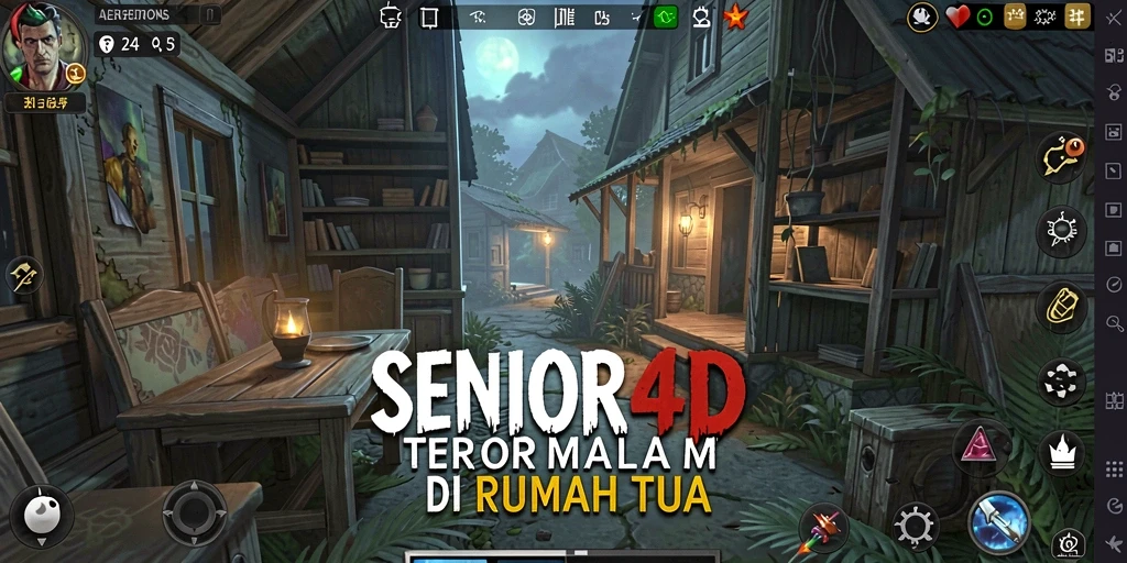 Tangkapan layar momen menegangkan dalam SENIOR4D saat menjelajahi ruangan gelap.