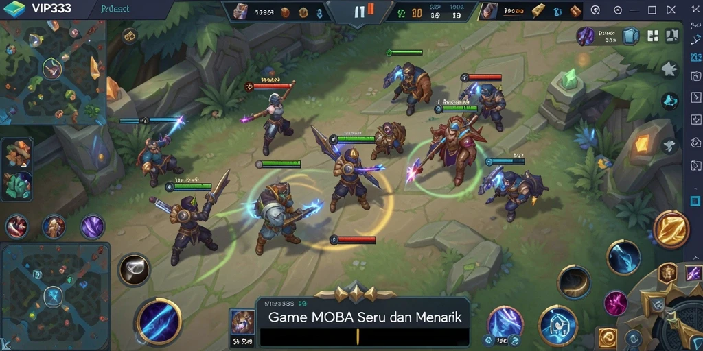Tampilan permainan MOBA yang mendebarkan dan penuh aksi.