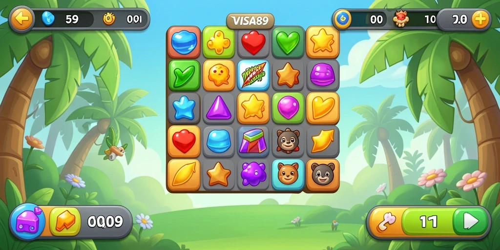 Tangkapan layar menunjukkan gameplay mendebarkan dari permainan Match-3.